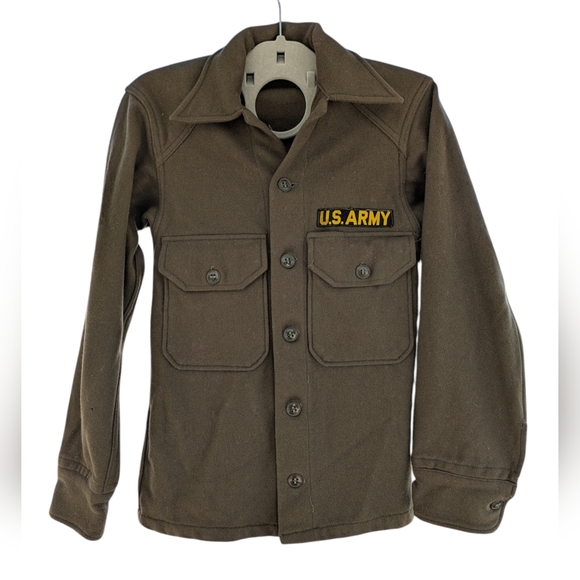 1950's Vintage US Army Military Wool Field Shirt/Jacket Army Green Unisex XS - Picture 2 of 6